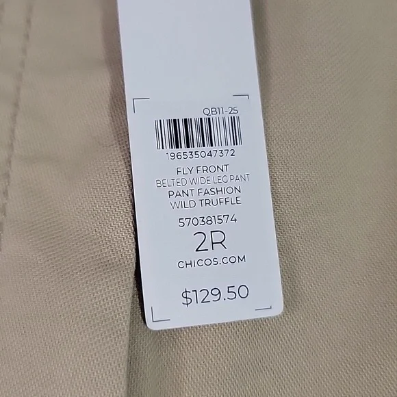 CHICO'S NWT CANVAS WIDE LEG PANTS SZ 2 / 12 - Picture 8 of 14